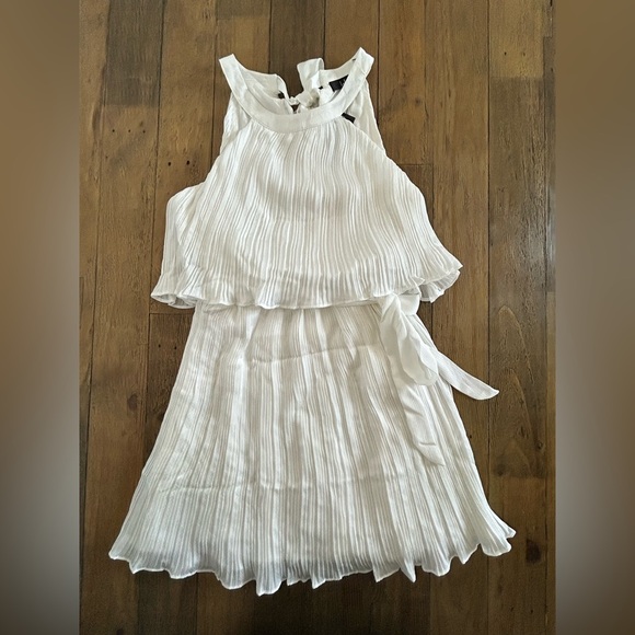 LULUS Celebrate Chic White Ruffled Plisse Halter Mini Dress Bridal - Picture 5 of 14